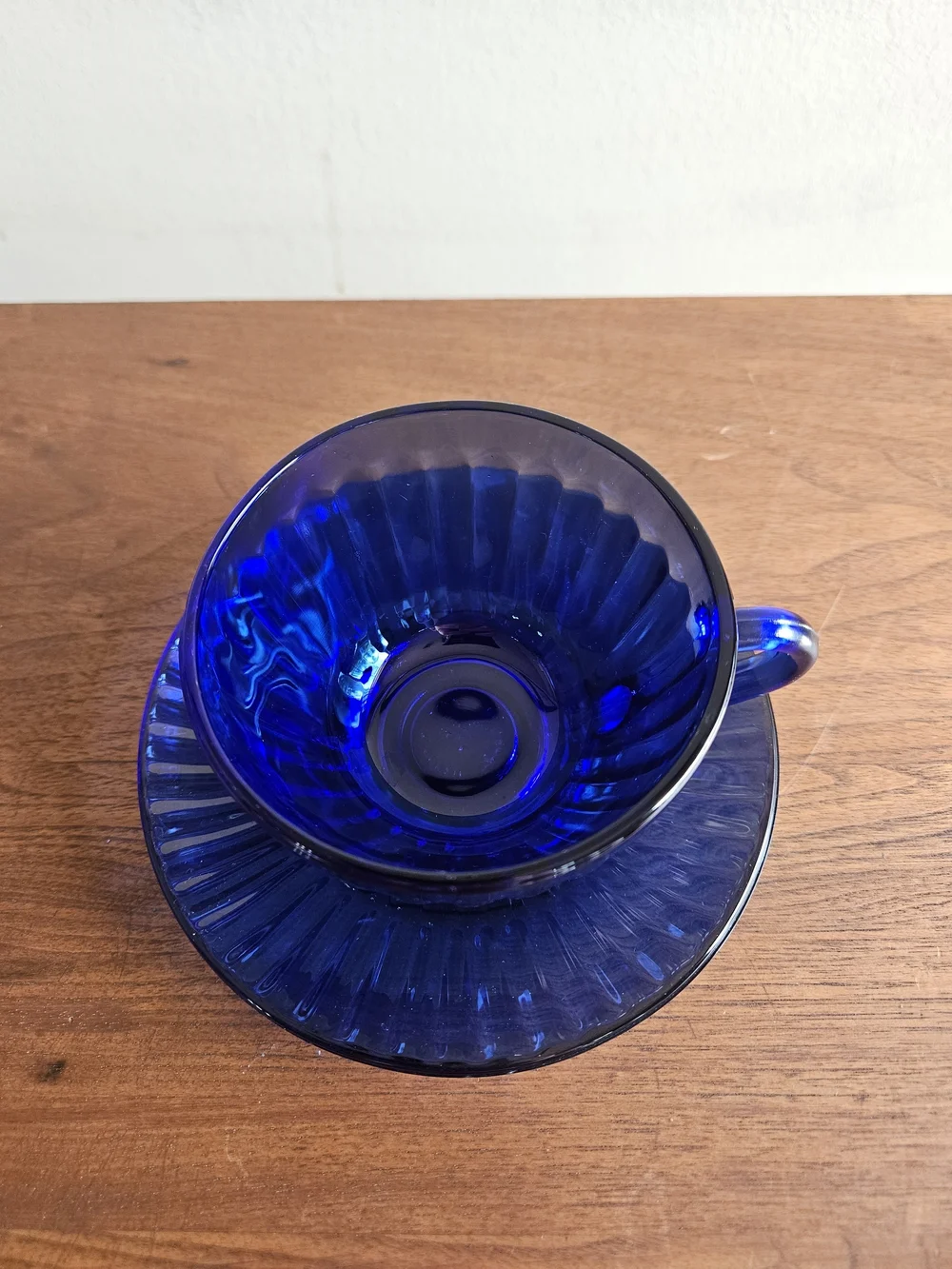 Brazil Cobalt Blue Glass Teacup and‎ Saucer